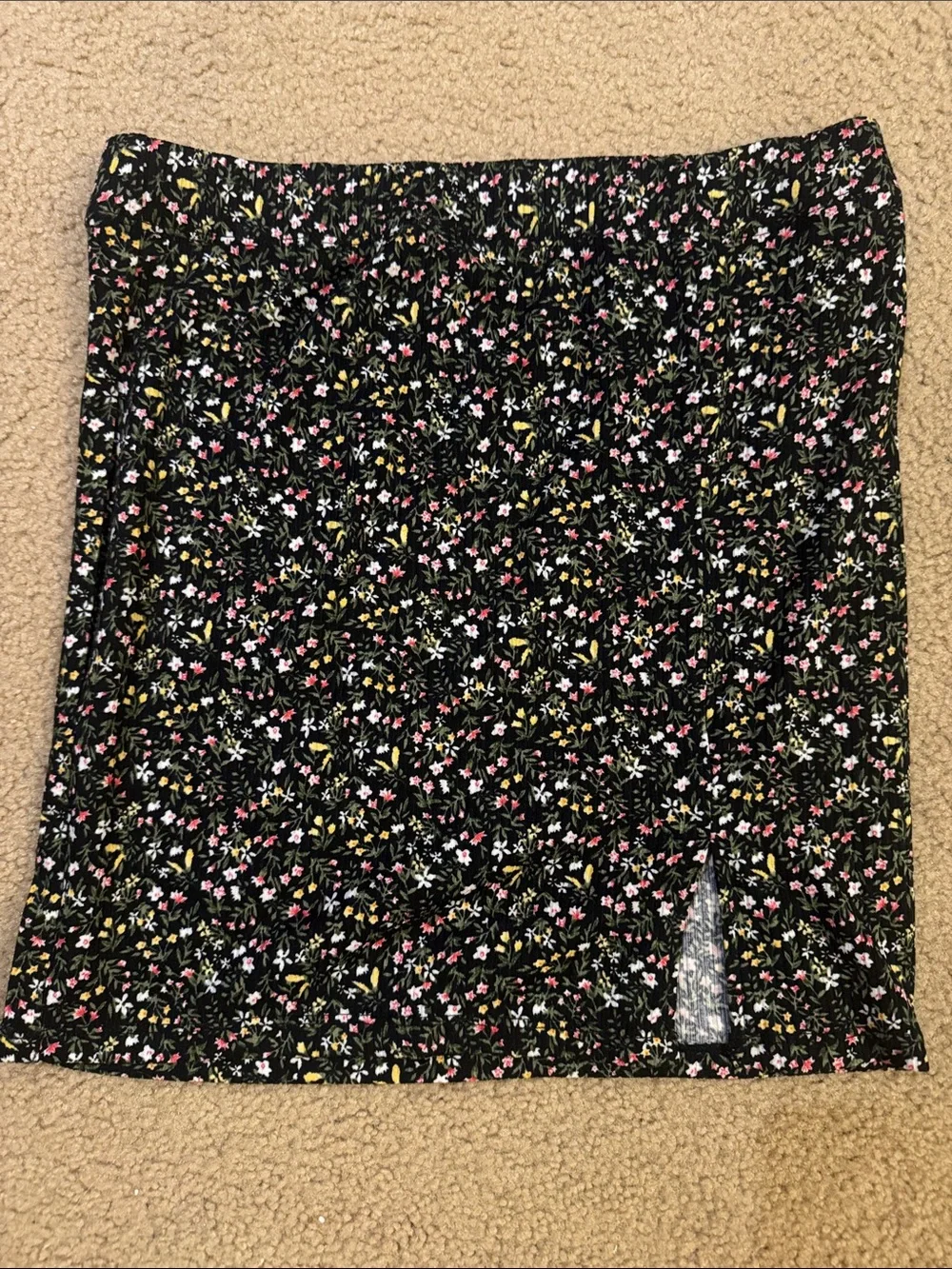 Black Floral Mini Skirt